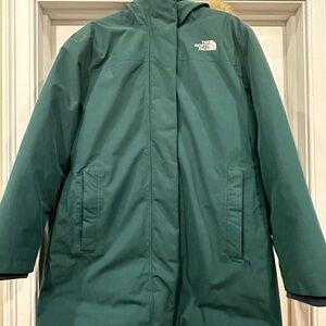 The North Face Women's Teal Long Waterproof Jacket
